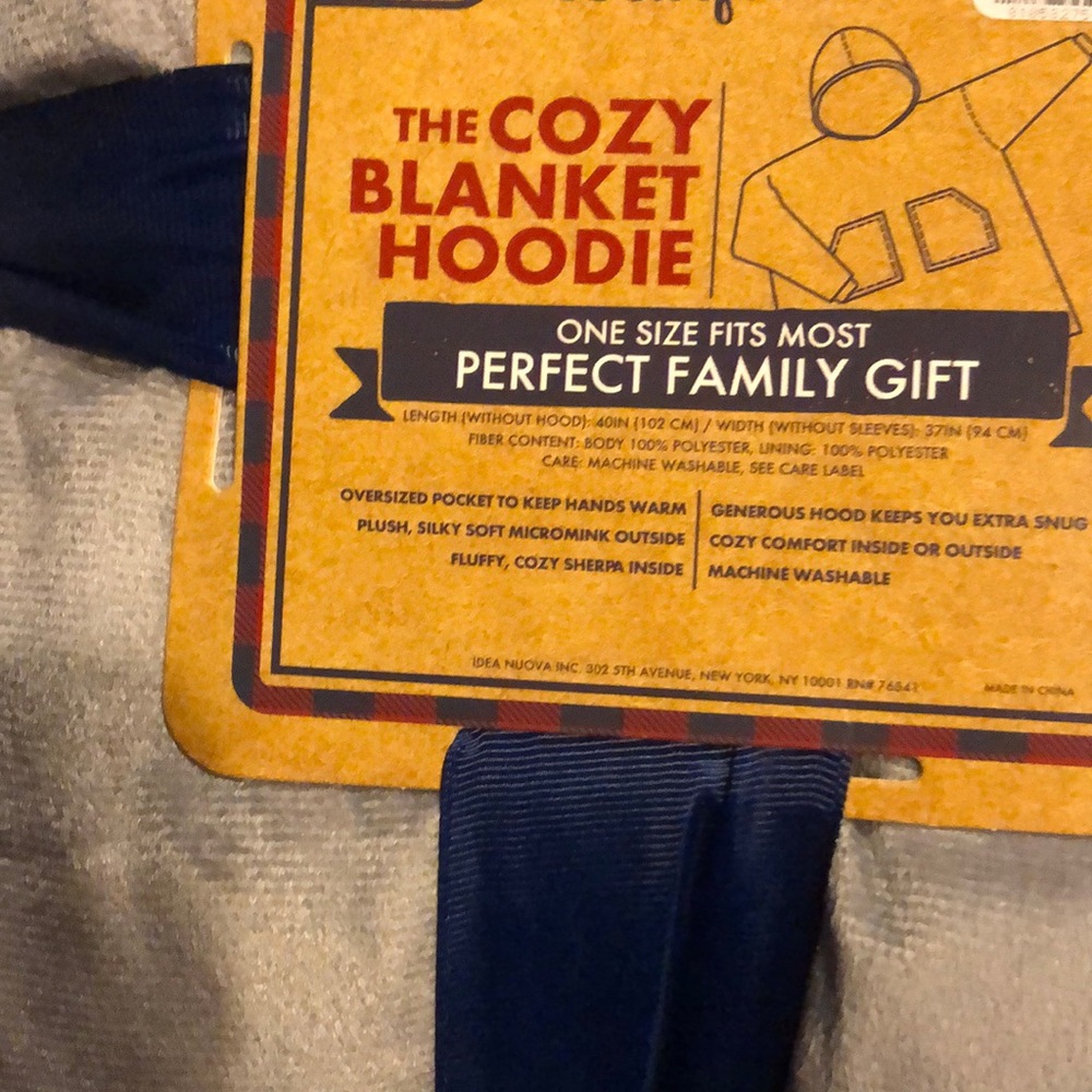 Blanket hoodie grey reversible one size fits most polyester 26.0"L x 2.0"W x 40H